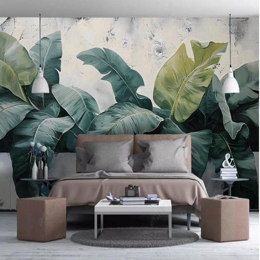 Tropical Banana Leaf Plants Wallpaper Wall Mural Home Decor