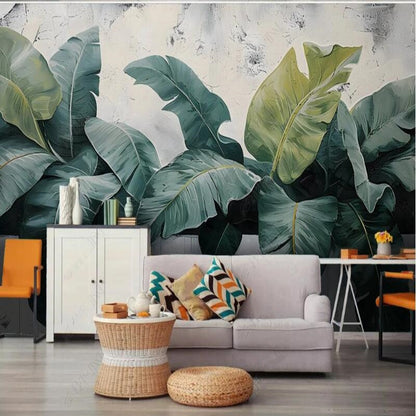 Tropical Banana Leaf Plants Wallpaper Wall Mural Home Decor