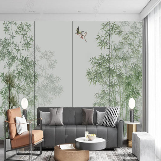 Chinoiserie Green Bamboo Plants Wallpaper Wall Mural Wall Covering