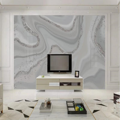 Simple Grey and Silver Marble Wallpaper Wall Mural Home Decor