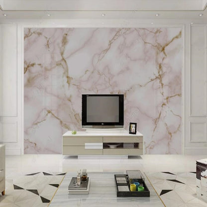 Simple Pink and Golden Marble Wallpaper Wall Mural Home Decor