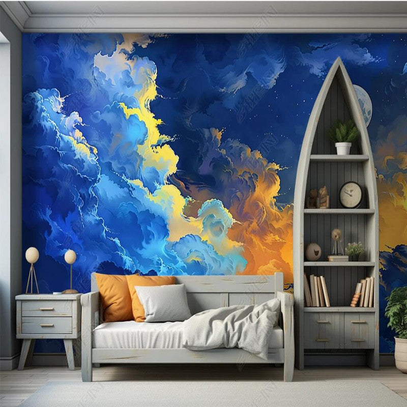 Original Creative Abstract Cartoon Space Clouds Cloudy Nursery Wallpaper Wall Mural