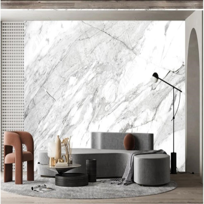 Modern Grey and White Marble Wallpaper Wall Mural Home Decor