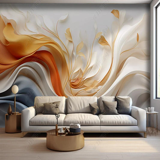 Modern Abstract Ribbon Feathers Living Room Bedroom Wallpaper Wall Mural