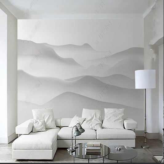 Foggy Ombre Gray Mountains Nature Landscape Wallpaper Wall Mural Home Decor