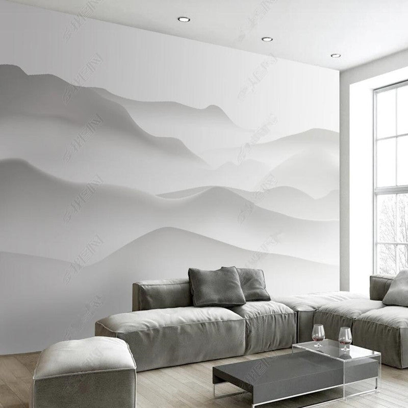 Foggy Ombre Gray Mountains Nature Landscape Wallpaper Wall Mural Home Decor