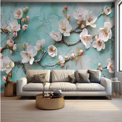 Original Modern 3D Cherry Blossom Flowers Floral Wallpaper Wall Mural Wall Covering