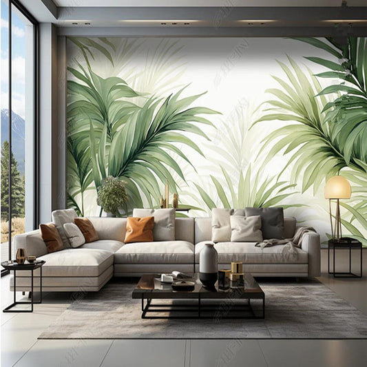 Modern Minimalism Green Leaves Wallpaper Wall Mural Wall Covering Home Decor