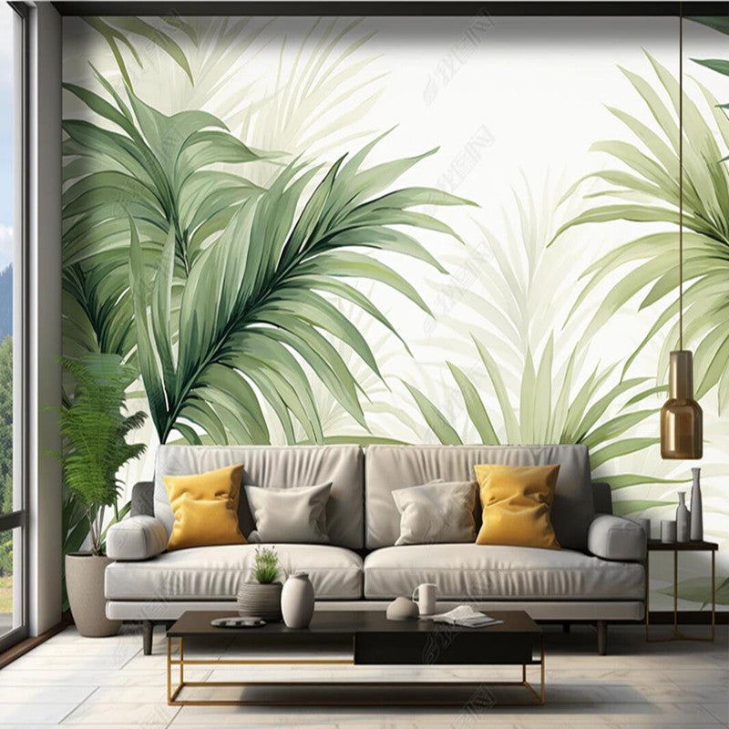 Modern Minimalism Green Leaves Wallpaper Wall Mural Wall Covering Home Decor