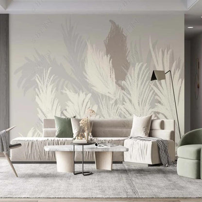 Tropical Gray Palm Leaves Wallpaper Wall Mural Home Decor Wall Covering