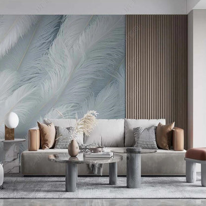 Abstract Modern White Feathers Wallpaper Wall Mural Home Decor