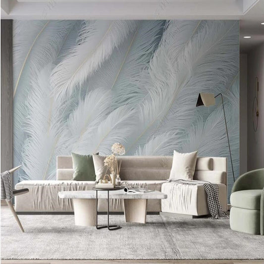 Abstract Modern White Feathers Wallpaper Wall Mural Home Decor