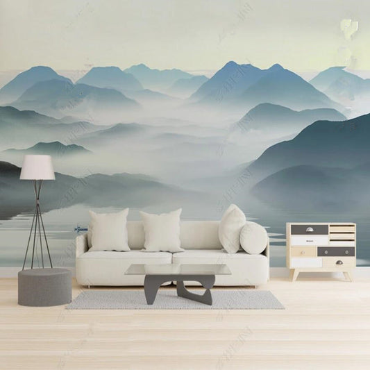 Misty Blue Mountains Landscape Wall Art Wallpaper Wall Mural Wall Decor
