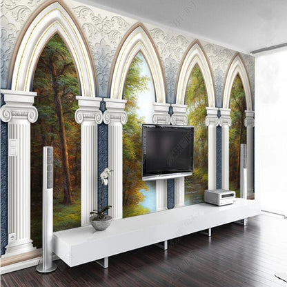 Original Design European Column with Landscape Wallpaper Wall Mural Wall Covering