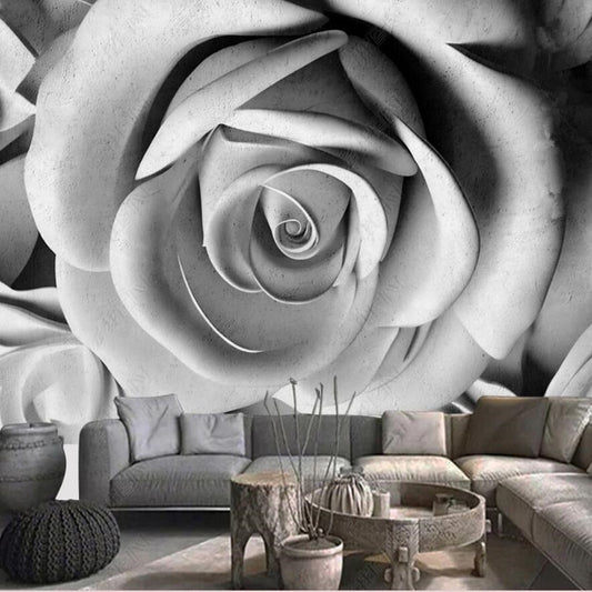Minimalism Gray Rose Flower Wallpaper Wall Mural Home Decor