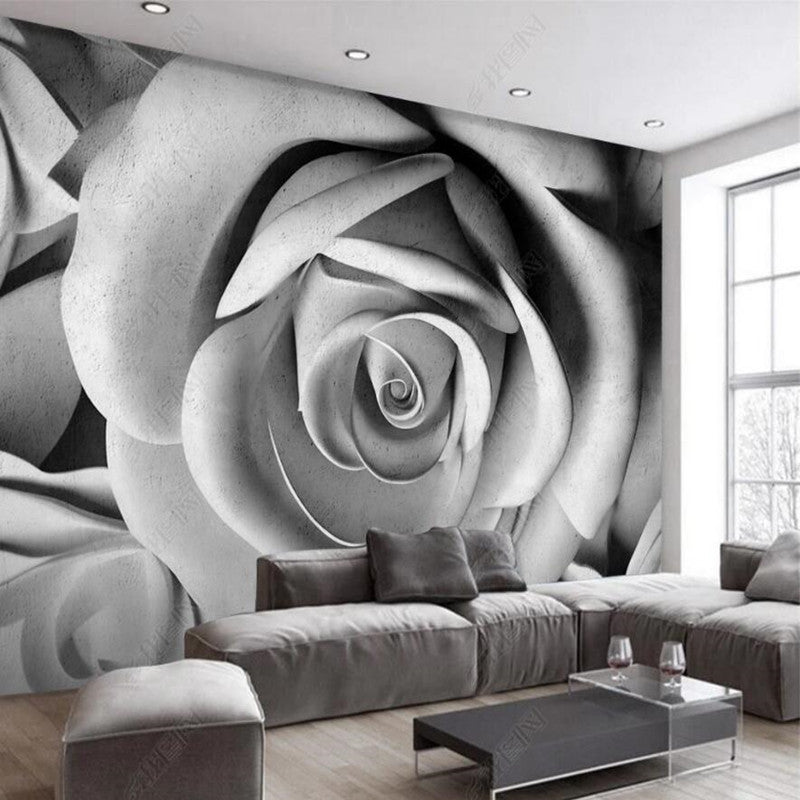 Minimalism Gray Rose Flower Wallpaper Wall Mural Home Decor