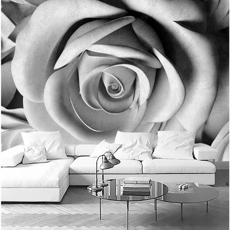 Minimalism Gray Rose Flower Wallpaper Wall Mural Home Decor