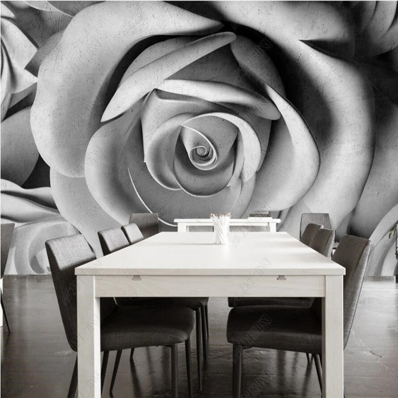 Minimalism Gray Rose Flower Wallpaper Wall Mural Home Decor