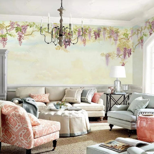 Hanging Wisteria Flower Wallpaper Wall Mural Home Decor