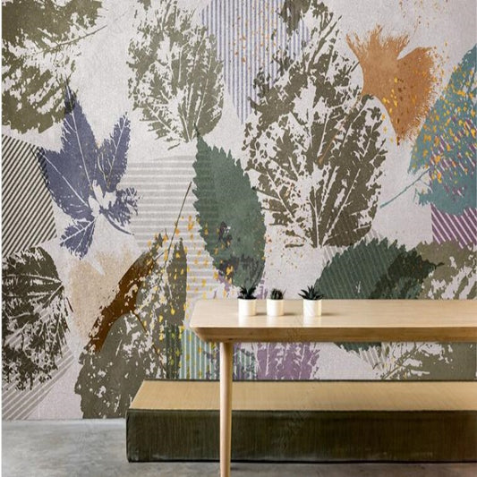 Simple Leaf Plants Wallpaper Wall Mural Home Decor