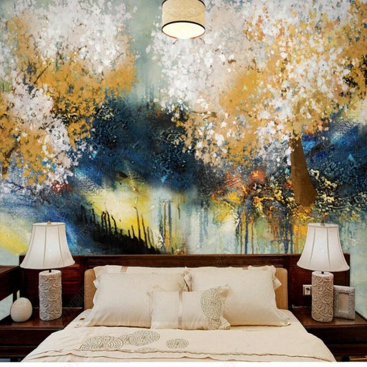 Oil Painting Huge Tree Forest Wallpaper Wall Mural Home Decor
