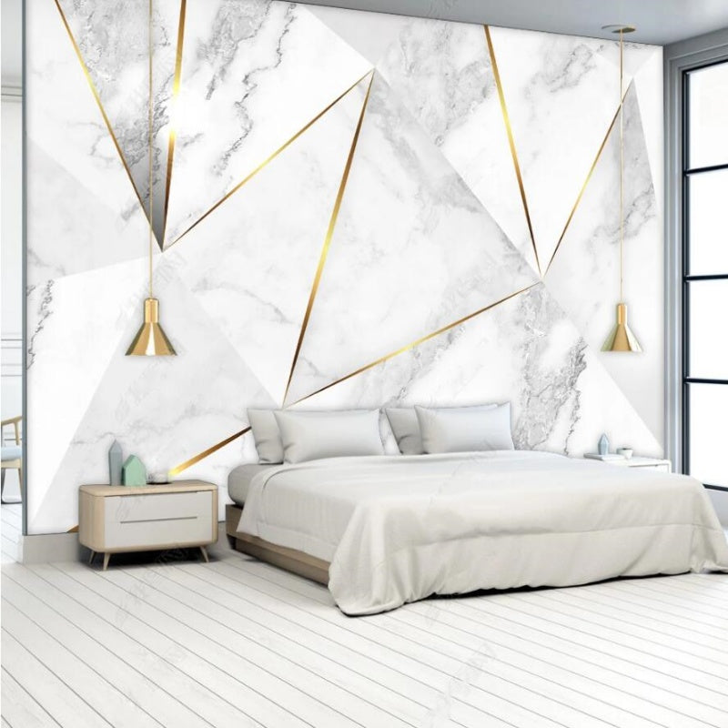 Grey Marble Golden Lines Wallpaper Wall Mural Home Decor
