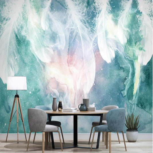 Original Nordic Abstract Ink Feathers Wallpaper Wall Mural Home Decor