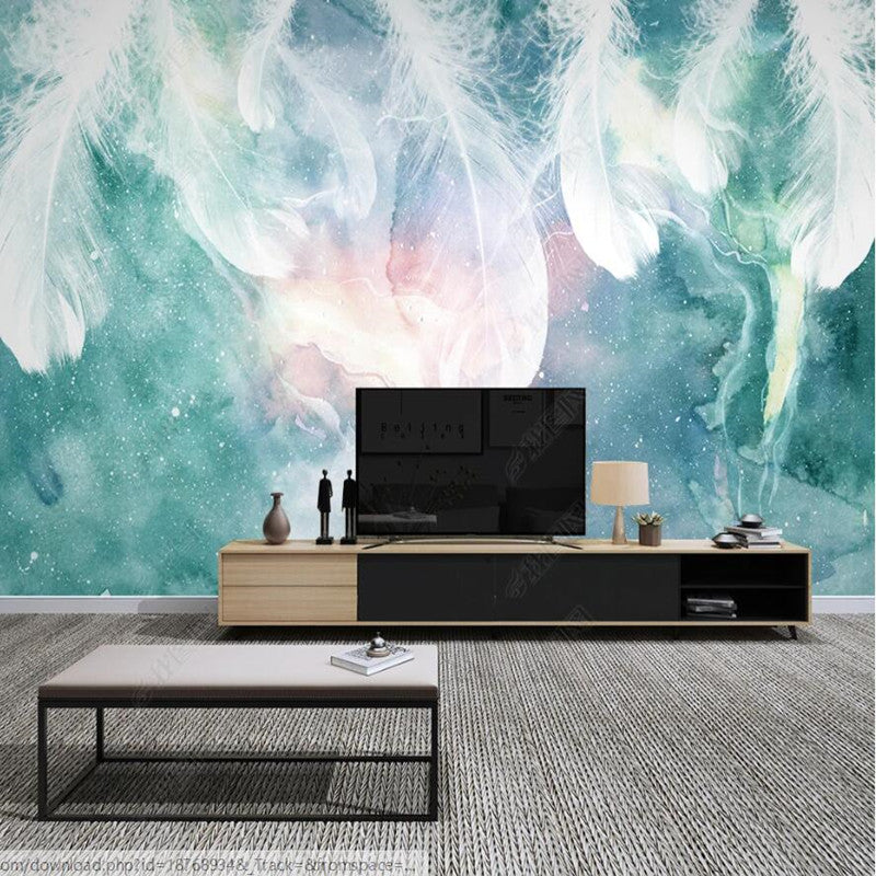Original Nordic Abstract Ink Feathers Wallpaper Wall Mural Home Decor