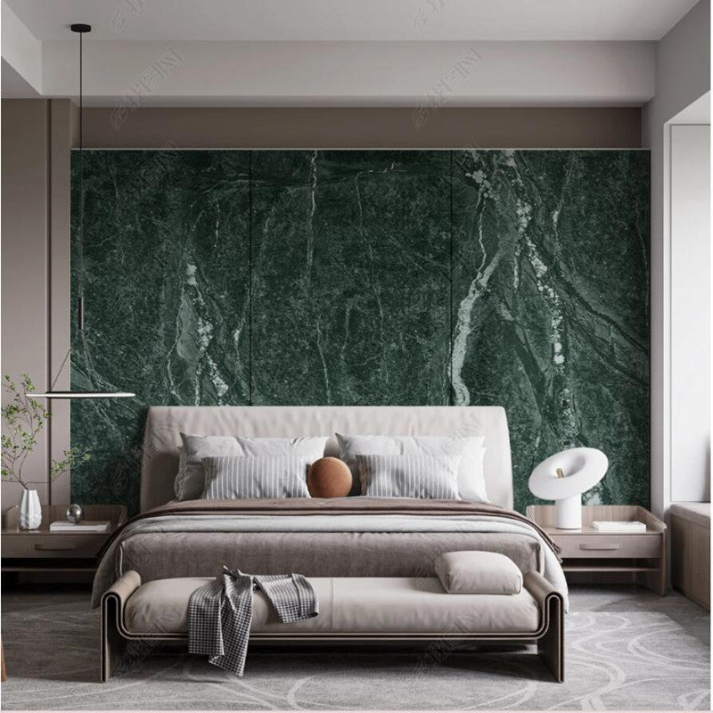 Original Marble Patterned Dark Green Rock Slab Wallpaper Wall Mural Home Decor