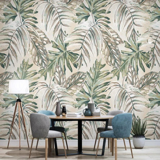 Nordic Minimalist Ins Tropical Plants Leaves Wallpaper Wall Mural Home Decor