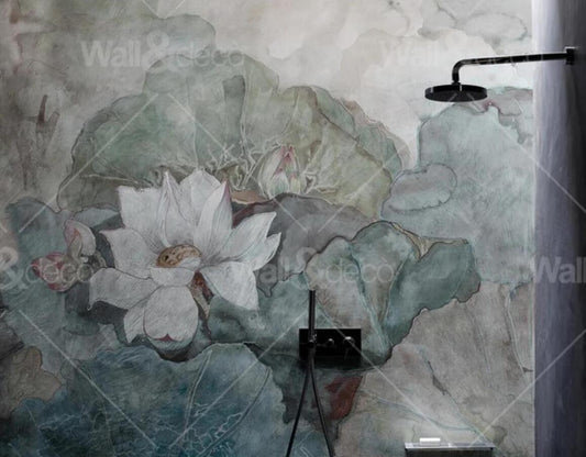 Simple Lotus Wallpaper Wall Mural Home Decor
