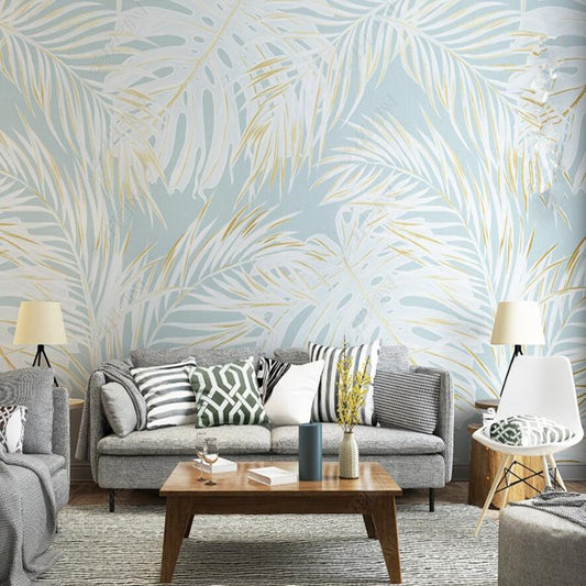 Nordic Minimalist Ins Tropical Palm Leaves Wallpaper Wall Mural Home Decor