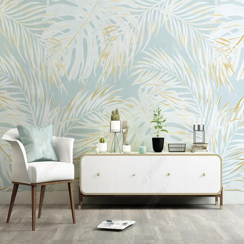 Nordic Minimalist Ins Tropical Palm Leaves Wallpaper Wall Mural Home Decor