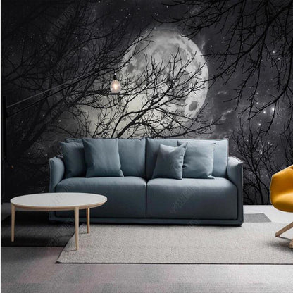 Original Modern Moon Branches Forests Wallpaper Wall Mural Home Decor