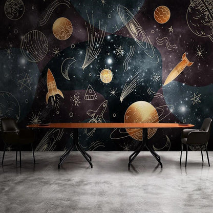 Original Modern Starry Planet Nursery Wallpaper Wall Mural Home Decor