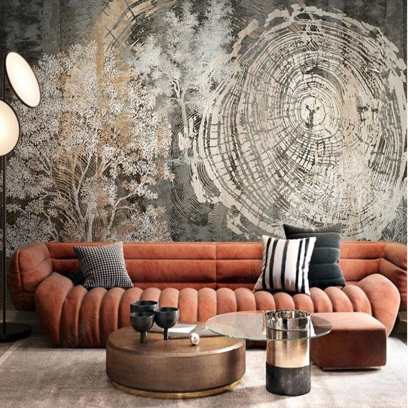 Creative Modern Tree Annual Ring Tree Grove Ring Wallpaper Wall Mural Home Decor