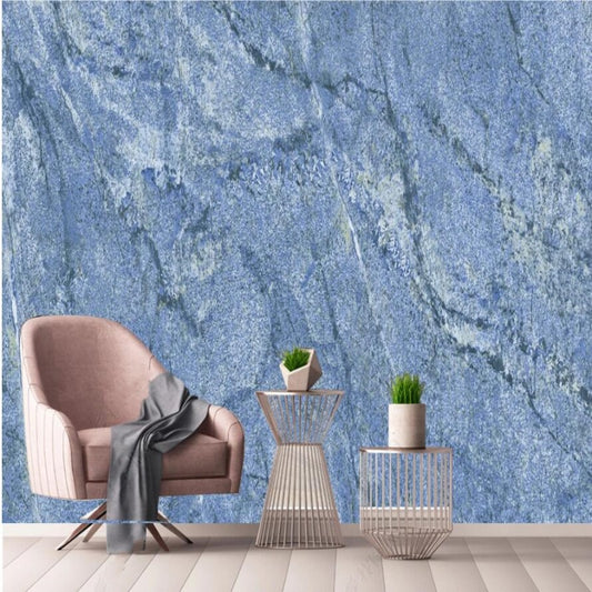Simple Blue Marble Wallpaper Wall Mural Home Decor