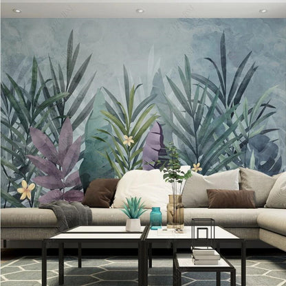 Watercolor Plants Wallpaper Wall Mural Home Decor