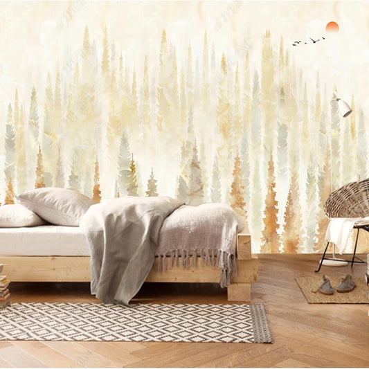 Abstract Foggy Trees Forest Wallpaper Wall Mural Wall Covering Home Decor