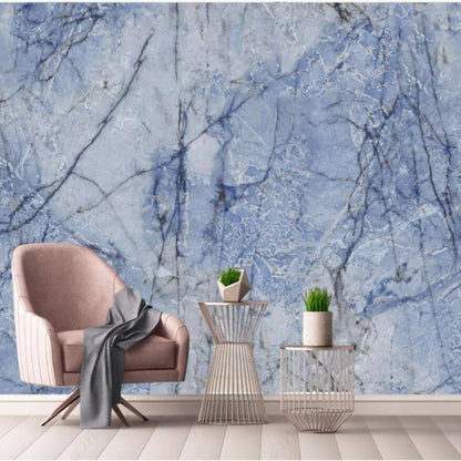 Simple Ice Blue Marble Wallpaper Wall Mural Home Decor