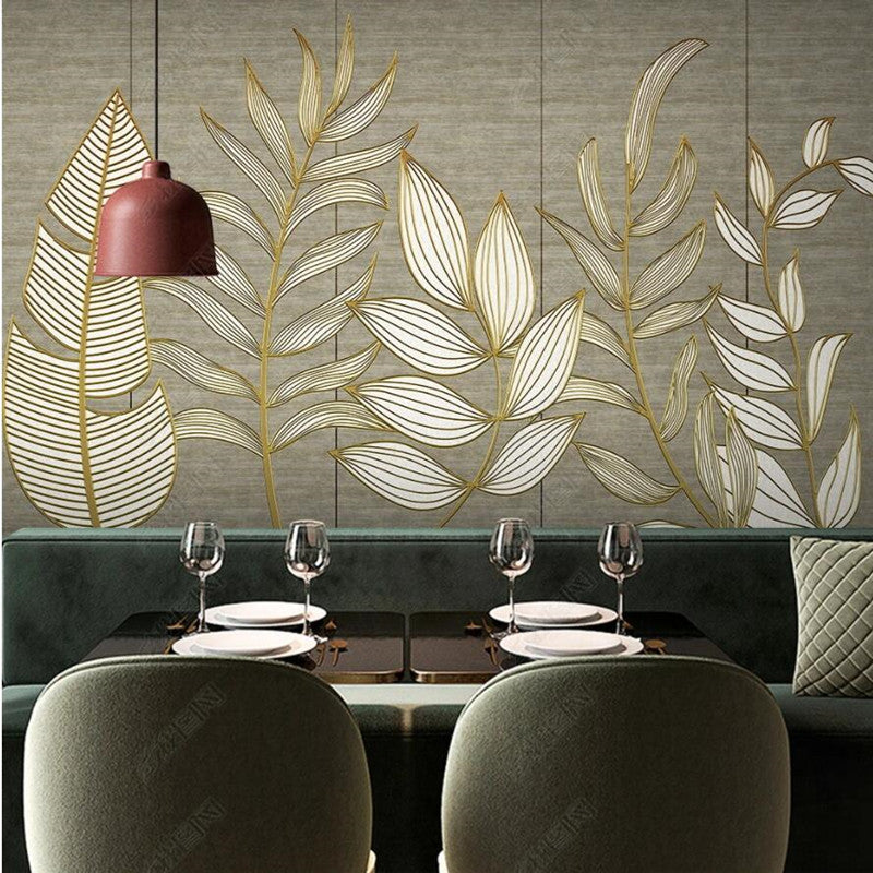 Nordic Minimalist Tropical Plant Leaves Wallpaper Wall Mural Home Decor