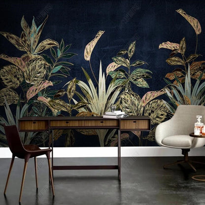 European Tropical Plant Flowers Leaves Wallpaper Wall Mural Home Decor