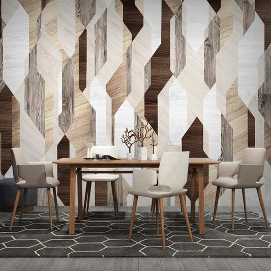 Original Nordic Modern Wooden Board Wood Grain Geometric Retro Wallpaper Wall Mural Wall Covering