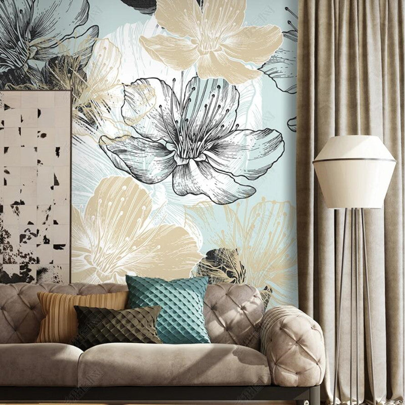 American Pastoral Flowers Floral Wallpaper Wall Mural Home Decor