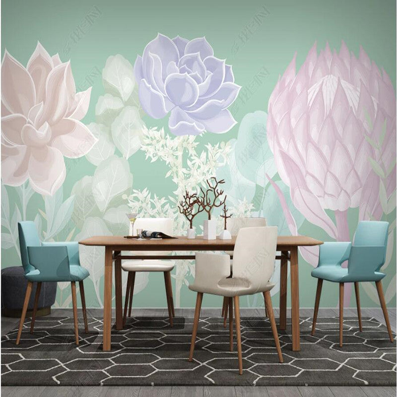 Watercolor Flowers Floral Wallpaper Wall Mural Home Decor