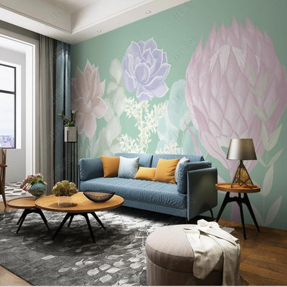 Watercolor Flowers Floral Wallpaper Wall Mural Home Decor