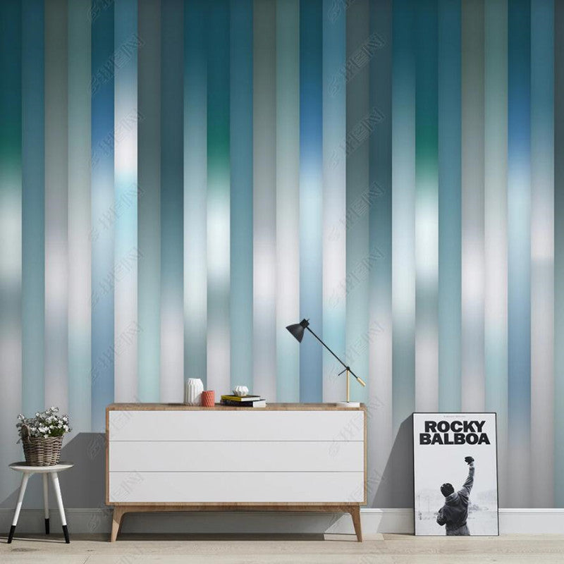 Nordic Modern Minimalist Gradient Blue Vertical Stripe Wallpaper Wall Mural Wall Covering