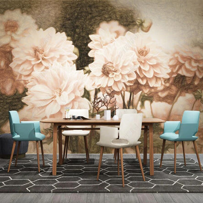 American Retro Flowers Floral Wallpaper Wall Mural Home Decor