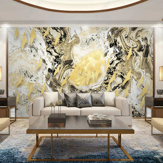 Abstract Marble with Cranes Art Wallpaper Wall Mural Home Decor