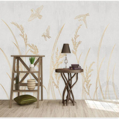 Simple Reeds Plant Wallpaper Wall Mural Wall Covering